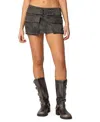 Edikted Marge Studded Faux Leather Miniskirt In Dark-brown