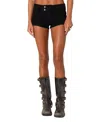 Edikted Margie Low Rise Denim Micro Shorts In Black