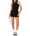 Edikted Women's Margot Ruffle Hem Ribbed Mini Dress In Black