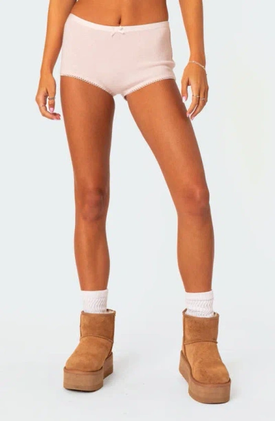 Edikted Women's Mariana Pointelle Micro Shorts In Light-pink