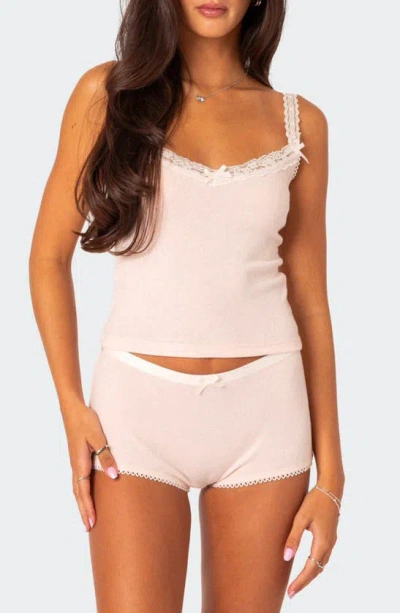 Edikted Mariana Pointelle Lace Tank In Light-pink
