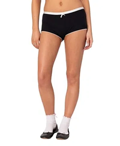 Edikted Mariana Pointelle Micro Shorts In Black