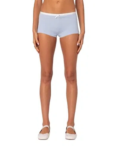 Edikted Mariana Pointelle Micro Shorts In Light-blue