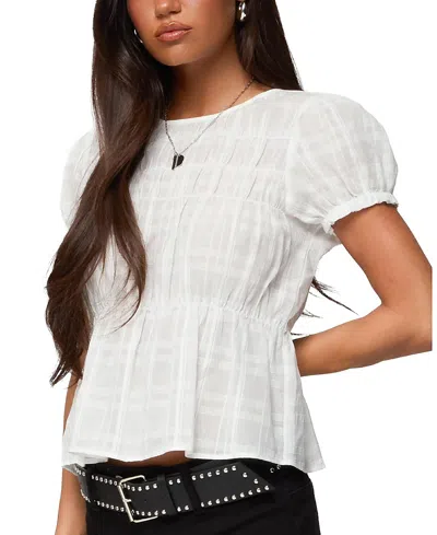 Edikted Maricella Gathered Tiered Cotton Top In White