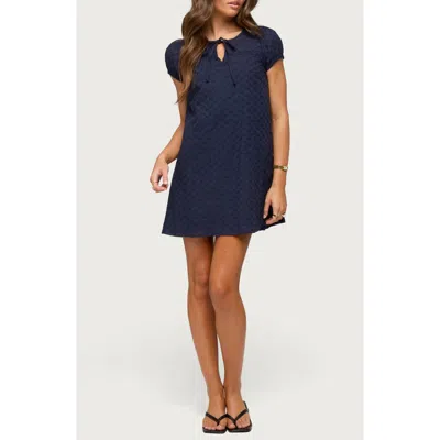 Edikted Mariella Lacy Minidress In Blue