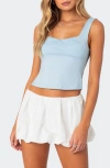 Edikted Marigold Side Slit Top In Light-blue