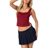 Edikted Marigold Side Slit Crop Tank Top In Burgundy