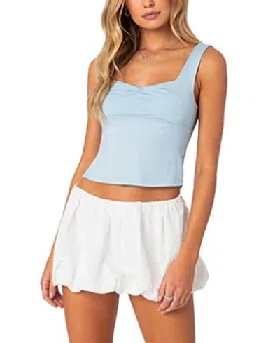 Edikted Marigold Side Slit Top In Light-blue