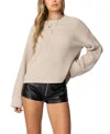 Edikted Marleen Oversize Crewneck Cotton Sweater In Stone