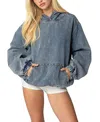 Edikted Marney Oversize Studded Denim Hoodie In Blue