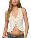 Edikted Marsh Ruffle Split Front Top In White