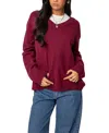 Edikted Martha Oversized V Neck Sweater In Burgundy