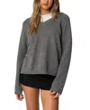 Edikted Martha Oversized V Neck Sweater In Dark-gray-melange