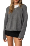 Edikted Martha Oversized V Neck Sweater In Dark-gray-melange