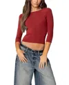 Edikted Mary Raglan Sleeve Crop Top In Burgundy