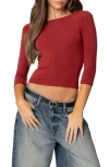 Edikted Mary Raglan Sleeve Crop Top In Burgundy