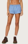 Edikted Maryanne Gingham Boxer Shorts In Blue