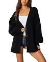 Edikted Mathilde Oversized V Neck Cardigan In Black