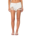 Edikted Matilda Distressed Denim Cutoff Shorts In White