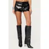 Edikted Matilde Croc Faux Leather Shorts In Black