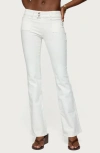 Edikted Mattea Patch Pocket Low Rise Flare Jeans In White