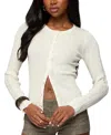 Edikted Maureen Button Ribbed Knit Cardigan In White