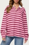 Edikted Maureen Stripe Polo Sweatshirt In Multi