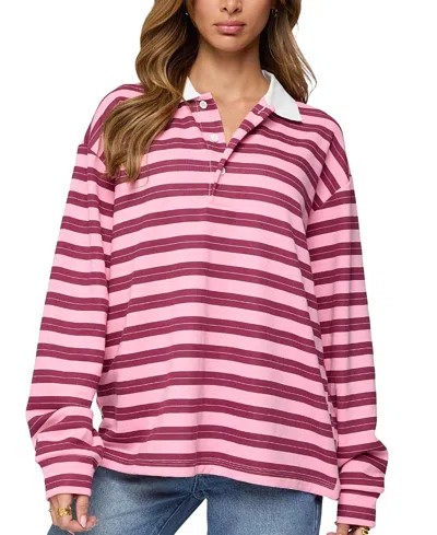 EDIKTED MAUREEN STRIPED POLO SWEATSHIRT