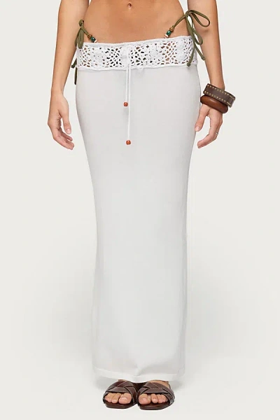 Edikted Maven Crochet Waist Knit Maxi Skirt In White, Women's At Urban Outfitters