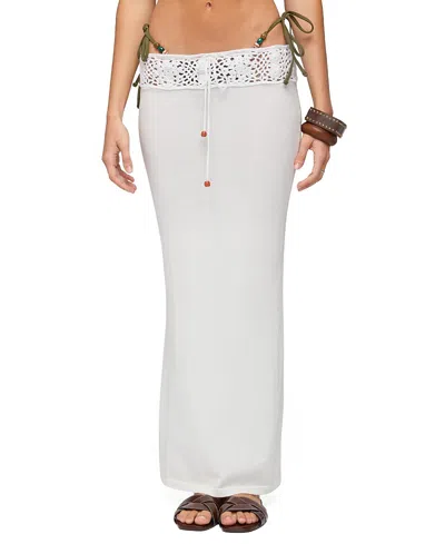 Edikted Maven Crochet Waist Knit Maxi Skirt In White