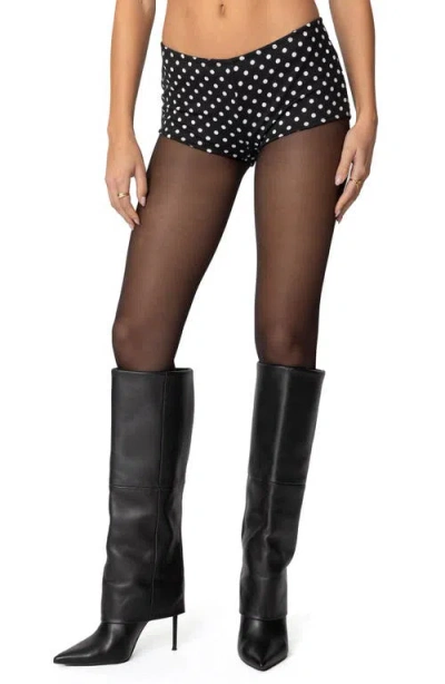 Edikted Maxene Polka Dot Micro Shorts In Black-and-white