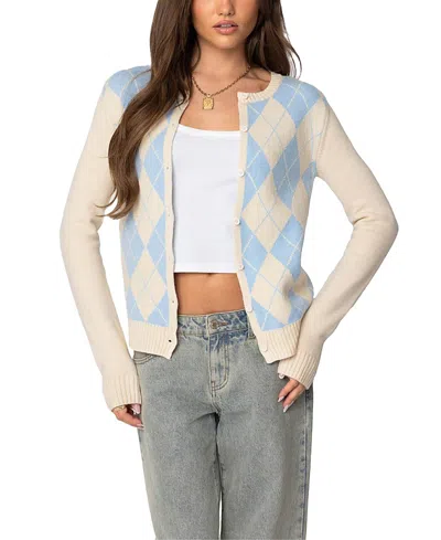 EDIKTED MAYBELLE ARGYLE CARDIGAN