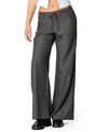 Edikted Mayla Wide Leg Pinstripe Trousers In Gray