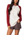 Edikted Me Time Oversized Waffle Top In Burgundy