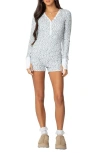 Edikted Meadow Floral Long Sleeve Waffle Knit Romper In White