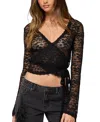 Edikted Medora Sheer Lace Wrap Top In Black