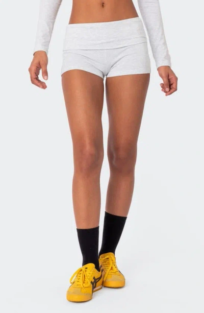 Edikted Meg Foldover Shorts In Gray-melange