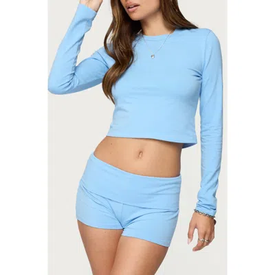 Edikted Meg Long Sleeve Crop Top In Blue