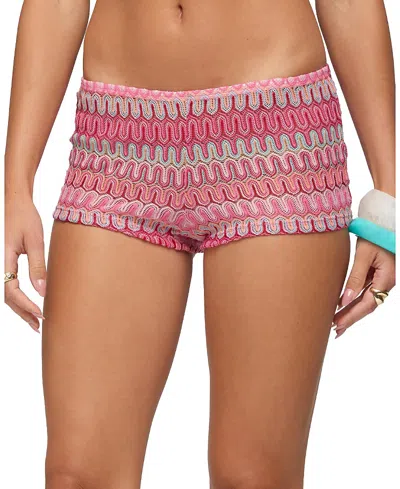Edikted Megan Zigzag Crochet Micro Shorts In Multi