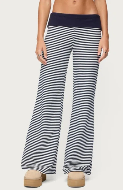 Edikted Meggy Colorblock Stripe Foldover Pants In Multi