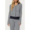 Edikted Meggy Colorblock Stripe Zip Hoodie In Gray