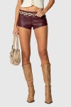 Edikted Melaney Faux Leather Micro Shorts In Burgundy, Women's At Urban Outfitters