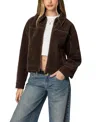 Edikted Memphis Studded Faux Suede Jacket In Brown