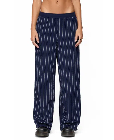 Edikted Mercer Pinstripe Wide Leg Sweatpants In Burgundy