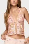Edikted Mermaid Backless Sequin Split Front Top In Pink