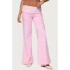 Edikted Meshey Striped Fold Over Pants In Pink