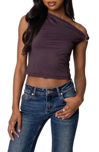 Edikted Metal Ring One-shoulder Top In Purple