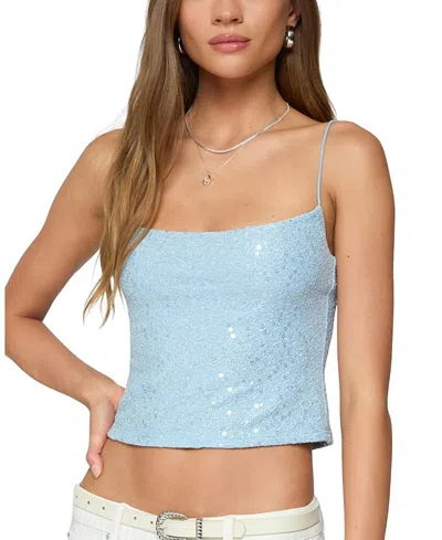 EDIKTED METALLIC & SEQUIN TEXTURED TANK TOP