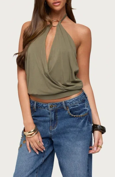 Edikted Metta Ring Cutout Halter Top In Green