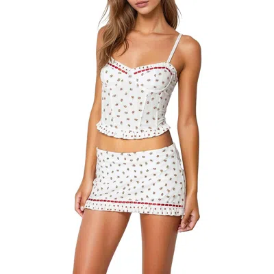 Edikted Mica Floral Print Corset Camisole In White